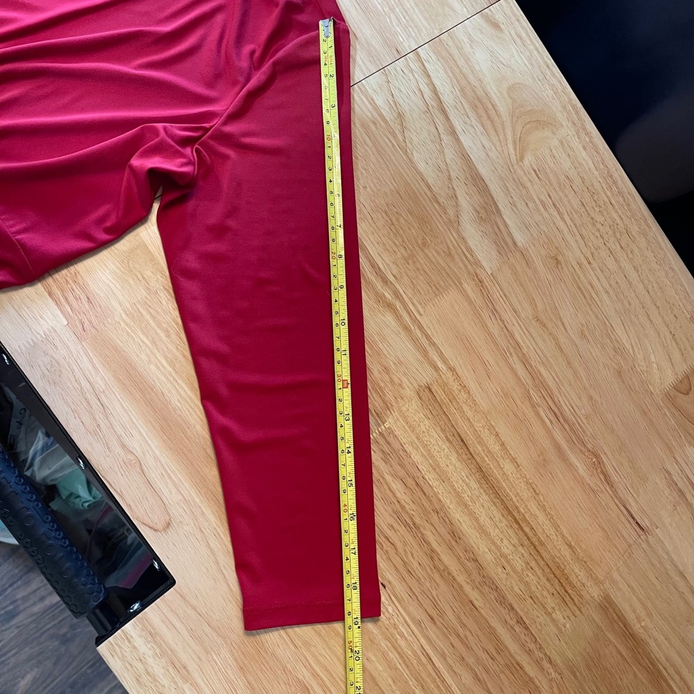 Maggy London Red Empire Waist V-Neck Long Sleeve Midi Dress Womens Size 14 - Picture 8 of 9